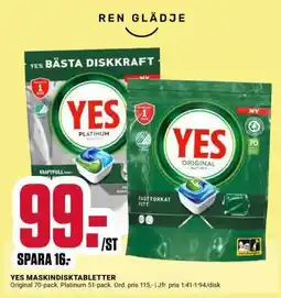 ÖoB YES MASKINDISKTABLETTER erbjuda