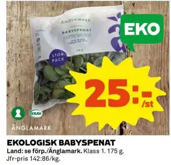 Coop EKOLIGISK BABYSPENAT erbjuda