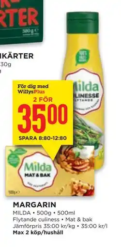Willys MARGARIN erbjuda