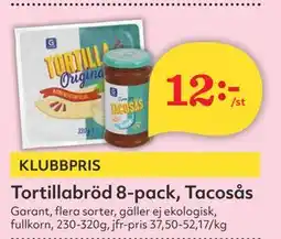 Hemköp Tortillabröd 8-pack, Tacosås erbjuda