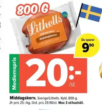 Coop Extra LITHELLS Middagskorv erbjuda