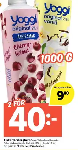 Coop Extra YOGGI Frukt-/vaniljyoghurt erbjuda