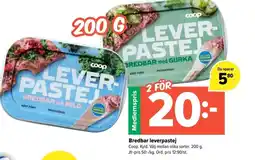 Coop Extra COOP Bredbar leverpastej erbjuda