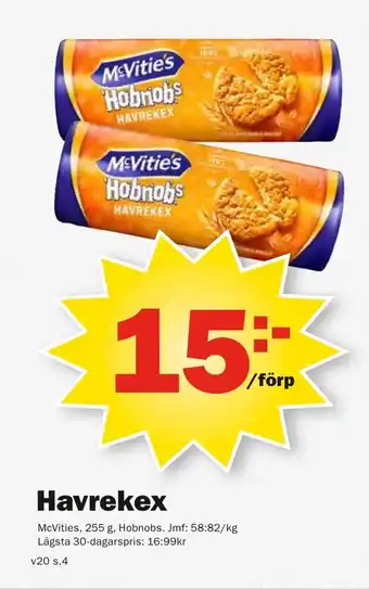 Pekås MCVITIES Havrekex erbjuda