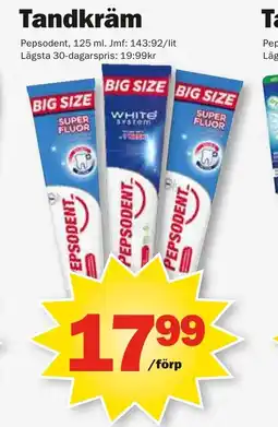 Pekås PEPSODENT Tandkräm erbjuda