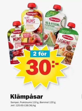 Pekås SEMPER Klämpåsar erbjuda