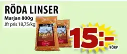 Matvärlden Tensta MARJAN Röda linser erbjuda