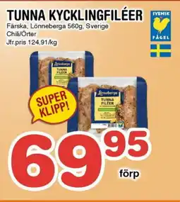 Nya Pulsen LONNEBERGA Tunna kycklingfiléer erbjuda