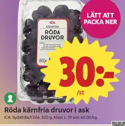 ICA Nära ICA Röda kärnfria druvor i ask erbjuda