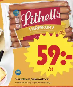 ICA Nära LITHELLS Varmkorv, wienerkorv erbjuda