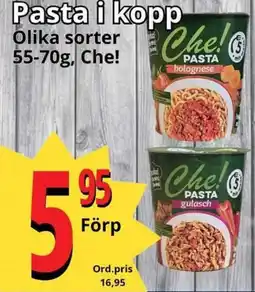 Supergrossen CHE! Pasta i kopp erbjuda