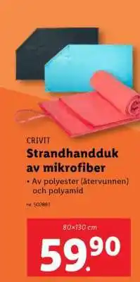 Lidl CRIVIT Strandhandduk av mikrofiber erbjuda