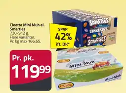 Fleggaard CLOETTA Mini Muh el. Smarties erbjuda