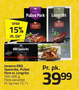 Fleggaard Jensens BBQ Spareribs, Pulled Pork el. Longribs erbjuda