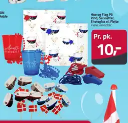 Hue og Flag På Pind, Servietter, Shotsglas el. Fløjte