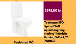 Hornbach Toalettstol IFÖ Spira 6260 mjukstängning rimfree® hårdsits erbjuda