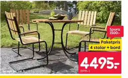 Rusta 4 stolar + bord erbjuda