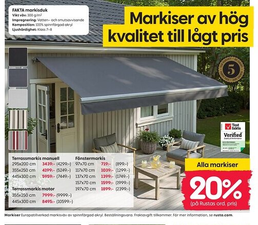 Rusta Markiser erbjuda