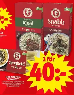 ICA Maxi Makaroner, spaghetti erbjuda