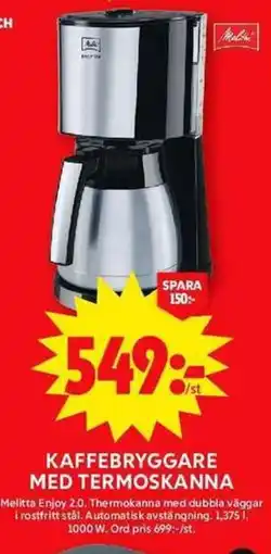 ICA Maxi Kaffebryggare med termoskanna erbjuda