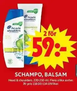 ICA Maxi HEAD & SHOULDERS Schampo, balsam erbjuda