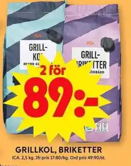 ICA Maxi ICA Grillkol, briketter erbjuda