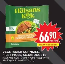 Willys Vegetarisk schnizel, filet pices, sojanuggets erbjuda