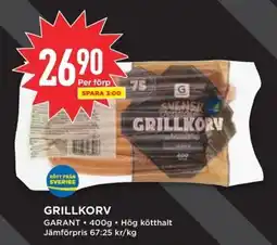 Willys GARANT Grillkorv erbjuda