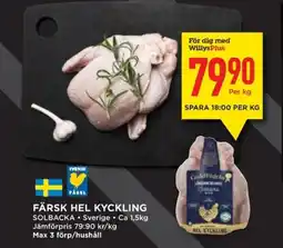Willys Färsk hel kyckling erbjuda