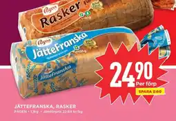 Willys Jättefranska, rasker erbjuda