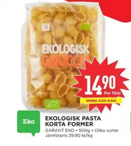 Willys GARANT EKO Ekologisk pasta korta former erbjuda