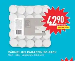 Willys FIXA Värmeljus paraffin 50-pack erbjuda