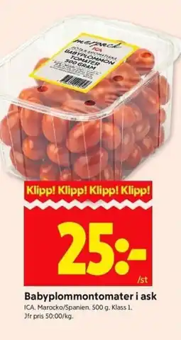 ICA Kvantum ICA Babyplommontomater i ask erbjuda