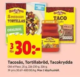 OLD EL PASO Tacosås, tortillabröd, tacokrydda