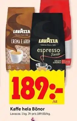 ICA Kvantum LAVAZZA Kaffe hela bönor erbjuda