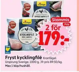 ICA Supermarket KRONFÅGEL Fryst kycklingfilé erbjuda