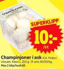 ICA Supermarket ICA Champinjoner i ask erbjuda