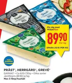 Willys PRÄST , HERRGÅRD , GREVE erbjuda
