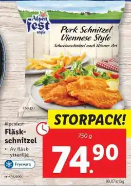 Lidl Alpenfest Fläskschnitzel erbjuda