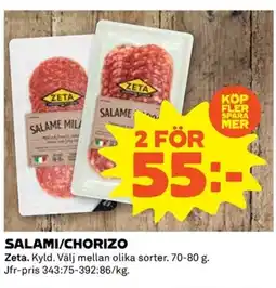 Coop ZETA Salami/chorizo erbjuda
