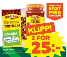 Stora Coop Old El Paso 8 Medium Tortillas & Thick 'n Chunky Salsa erbjuda