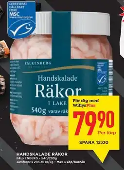 Willys HANDSKALADE RÄKOR erbjuda
