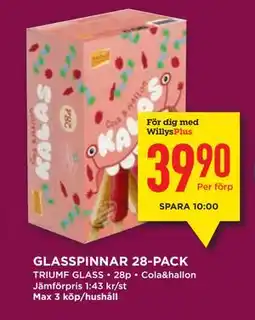 Willys GLASSPINNAR 28-PACK erbjuda
