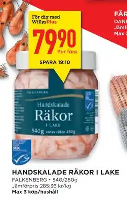 Willys Hemma HANDSKALADE RÄKOR I LAKE erbjuda