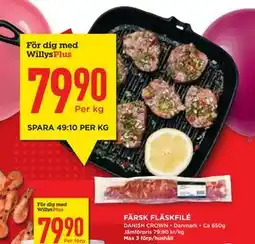 Willys Hemma FÄRSK FLÄSKFILÉ erbjuda
