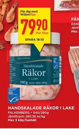 Willys Hemma HANDSKALADE RÄKOR I LAKE erbjuda