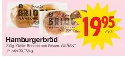Matöppet Hamburgerbröd erbjuda