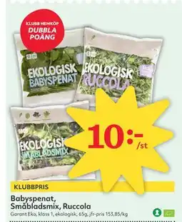 Hemköp Babyspenat, Småbladsmix, Ruccola erbjuda