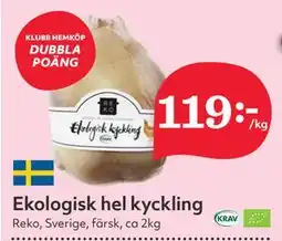 Hemköp Ekologisk hel kyckling erbjuda