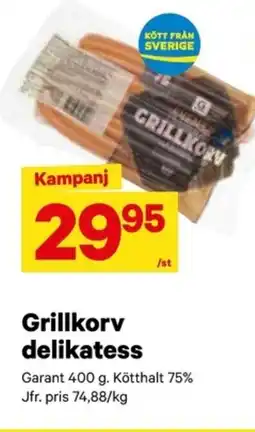 City Gross GARANT Grillkorv delikatess erbjuda